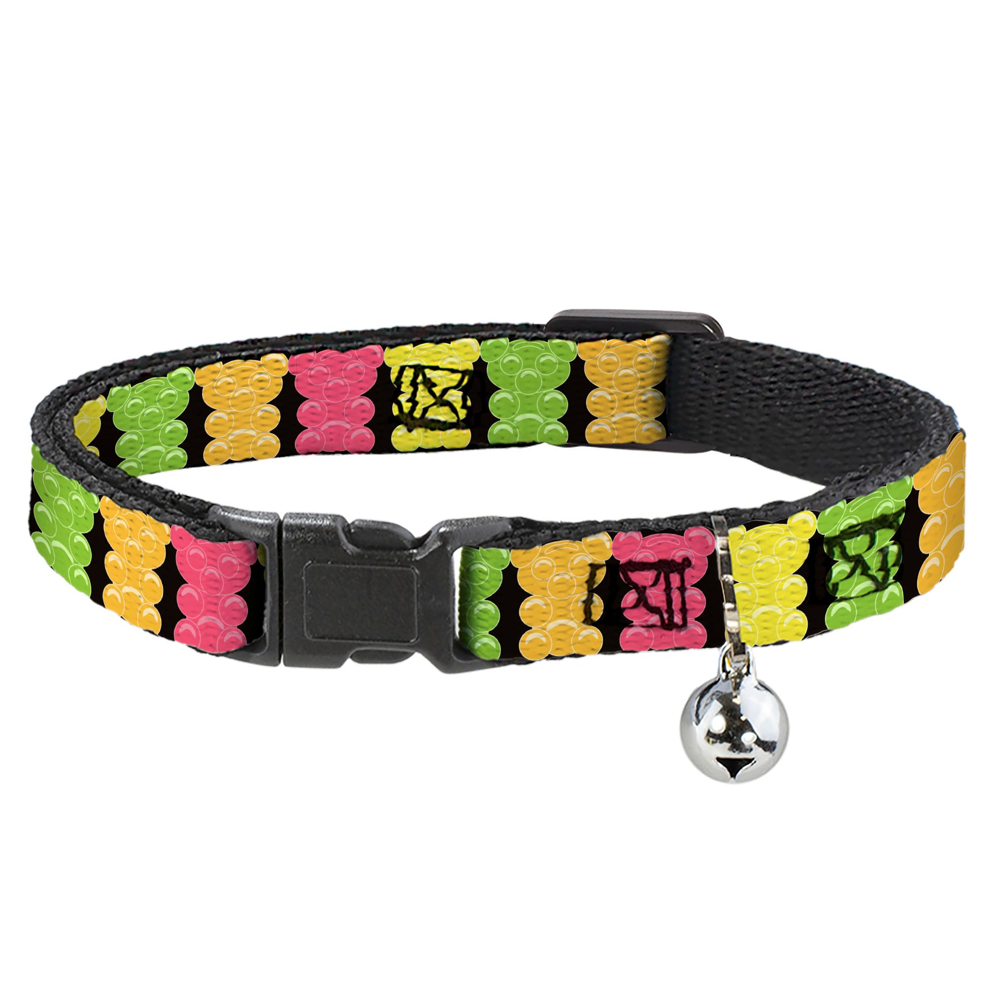 Cat Collar Breakaway - Gummy Bears Cartoon Black Red Yellow Green Breakaway Cat Collars Buckle-Down