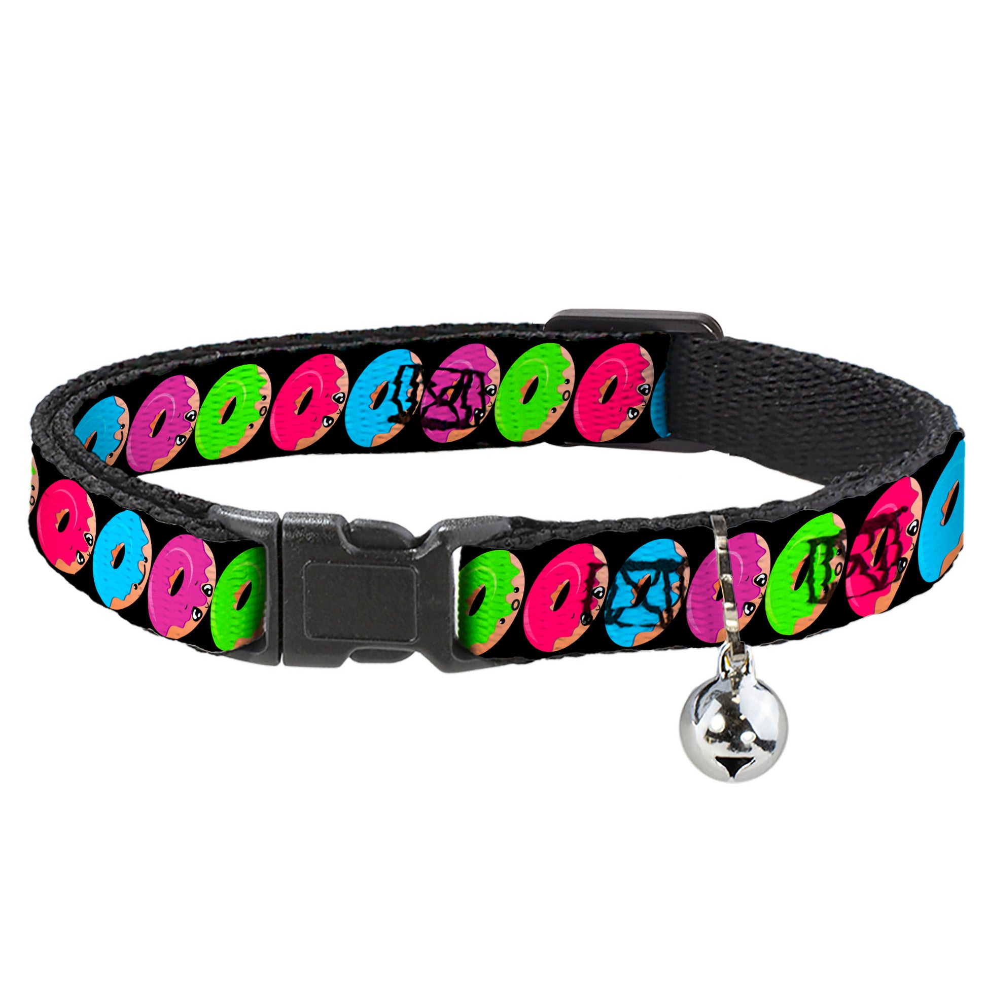 Cat Collar Breakaway - Glaze Donut Expressions Black Breakaway Cat Collars Buckle-Down
