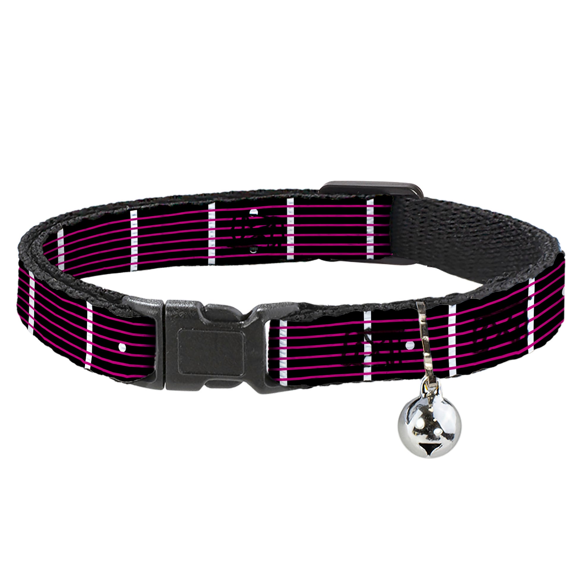 Cat Collar Breakaway - Guitar Neck Black White Pink Breakaway Cat Collars Buckle-Down