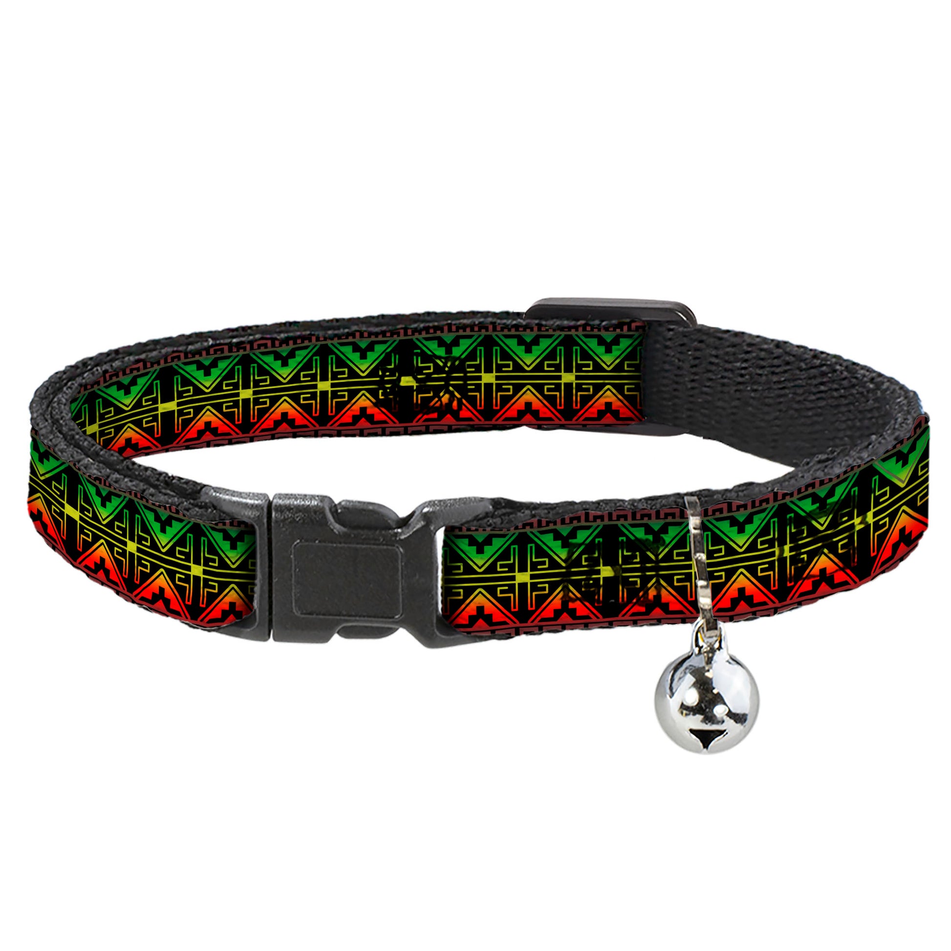 Cat Collar Breakaway - Geomteric2 Black Red Yellow Green Breakaway Cat Collars Buckle-Down
