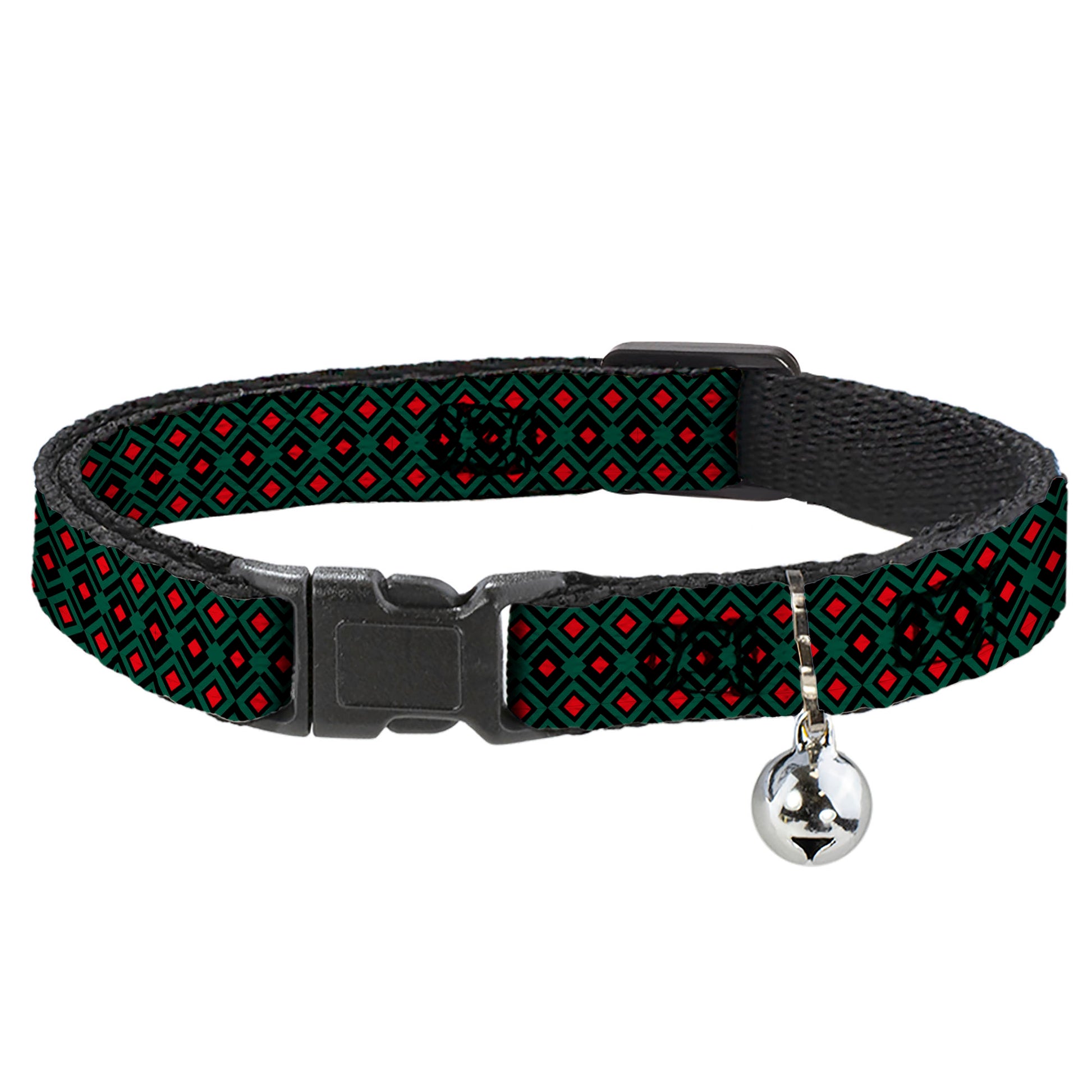 Cat Collar Breakaway - Geometric3 Black Forest Green Red Breakaway Cat Collars Buckle-Down