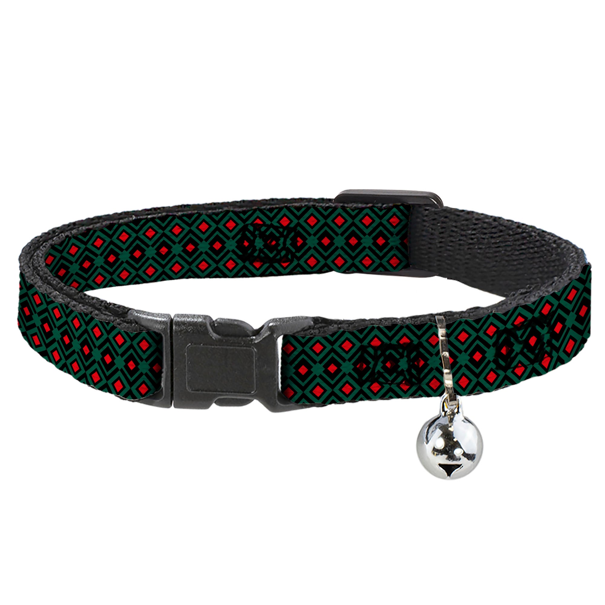Cat Collar Breakaway - Geometric3 Black Forest Green Red Breakaway Cat Collars Buckle-Down
