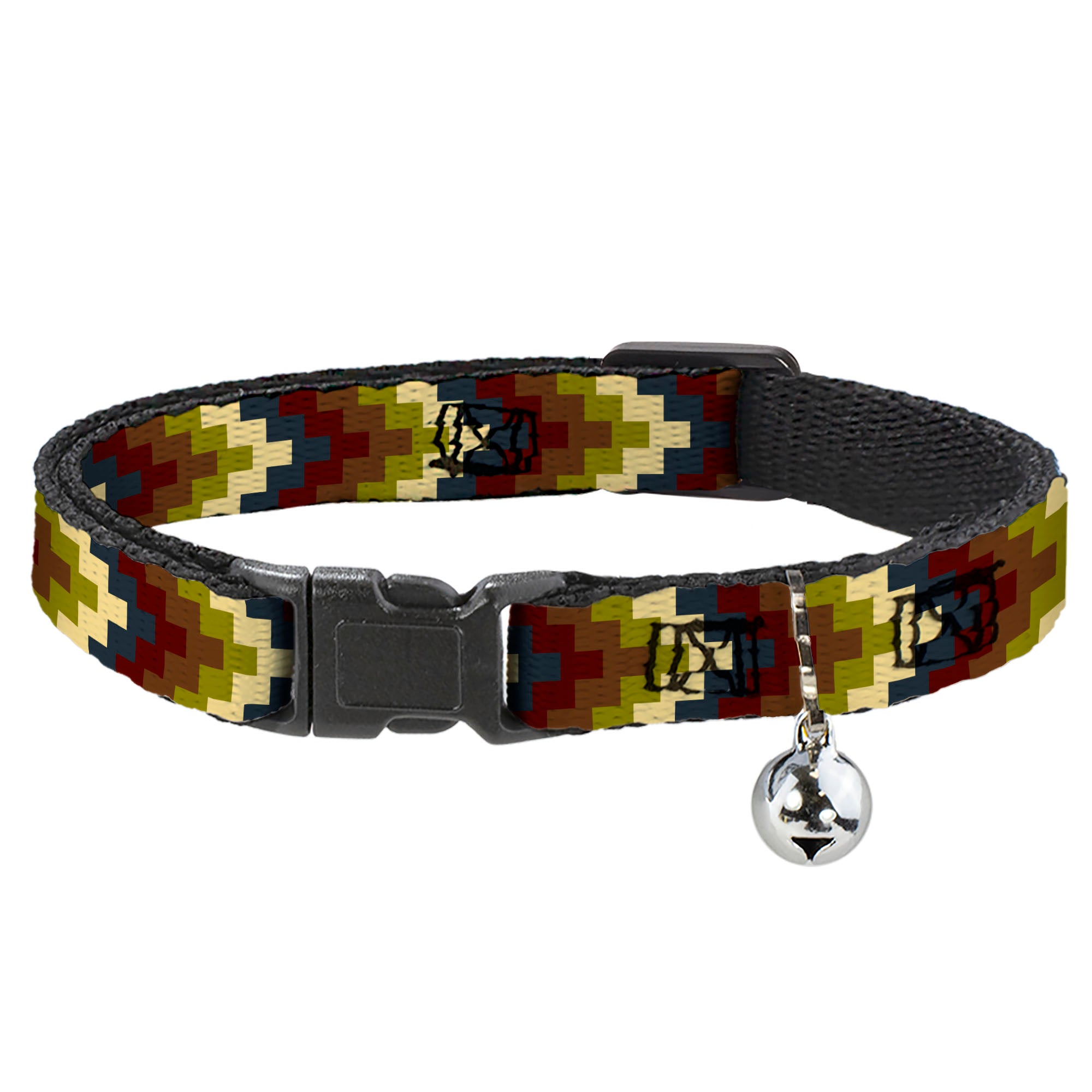 Cat Collar Breakaway - Geometric4 Tan Blue Wine Brown Olive Breakaway Cat Collars Buckle-Down