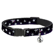 Cat Collar Breakaway - Glowing Stars in Space Black Purple White Breakaway Cat Collars Buckle-Down