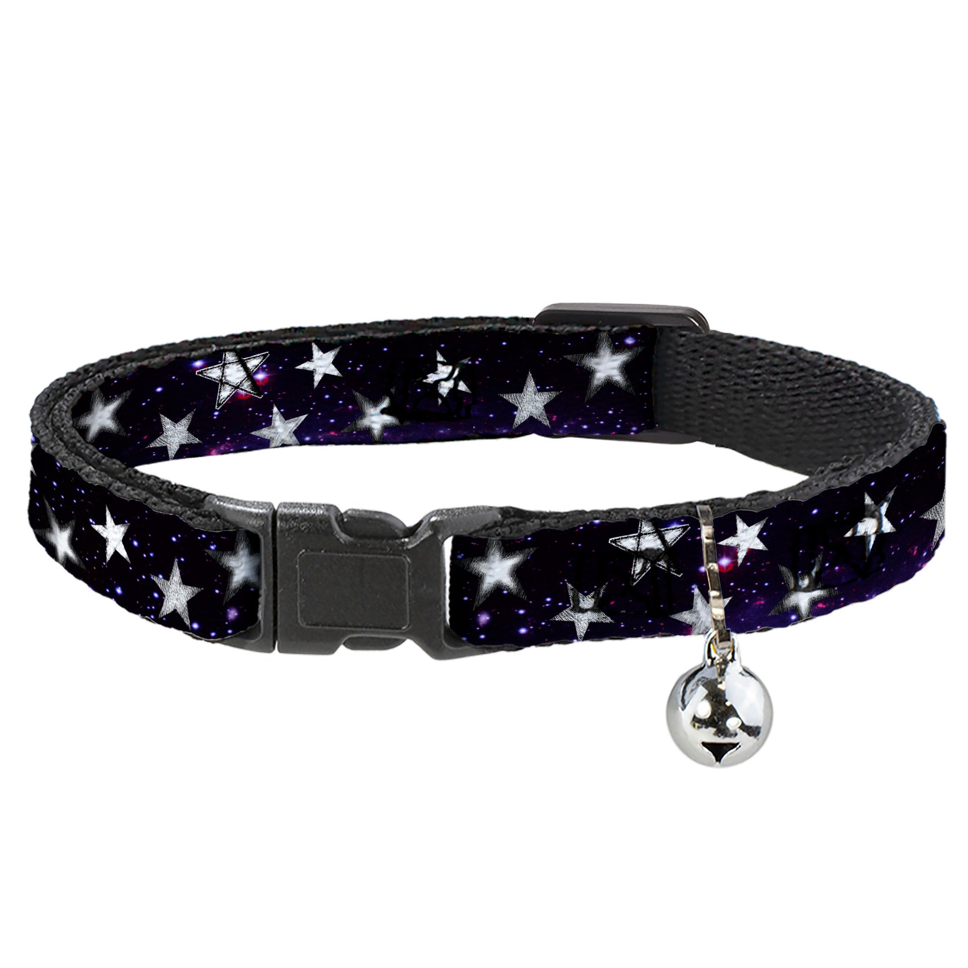 Cat Collar Breakaway - Glowing Stars in Space Black Purple White Breakaway Cat Collars Buckle-Down