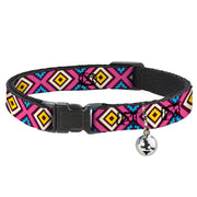 Cat Collar Breakaway - Geometric1 Burgundy Pink Tan Yellow Baby Blue Breakaway Cat Collars Buckle-Down