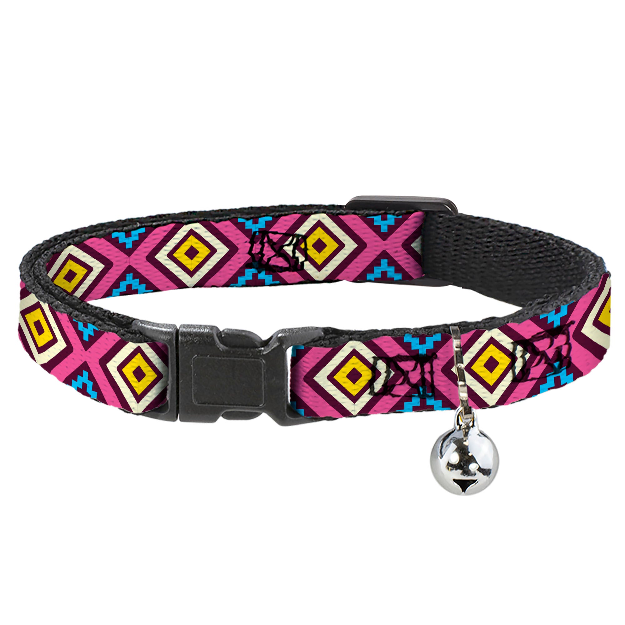 Cat Collar Breakaway - Geometric1 Burgundy Pink Tan Yellow Baby Blue Breakaway Cat Collars Buckle-Down