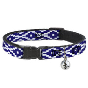 Cat Collar Breakaway - Geometric Diamond Blue White Breakaway Cat Collars Buckle-Down