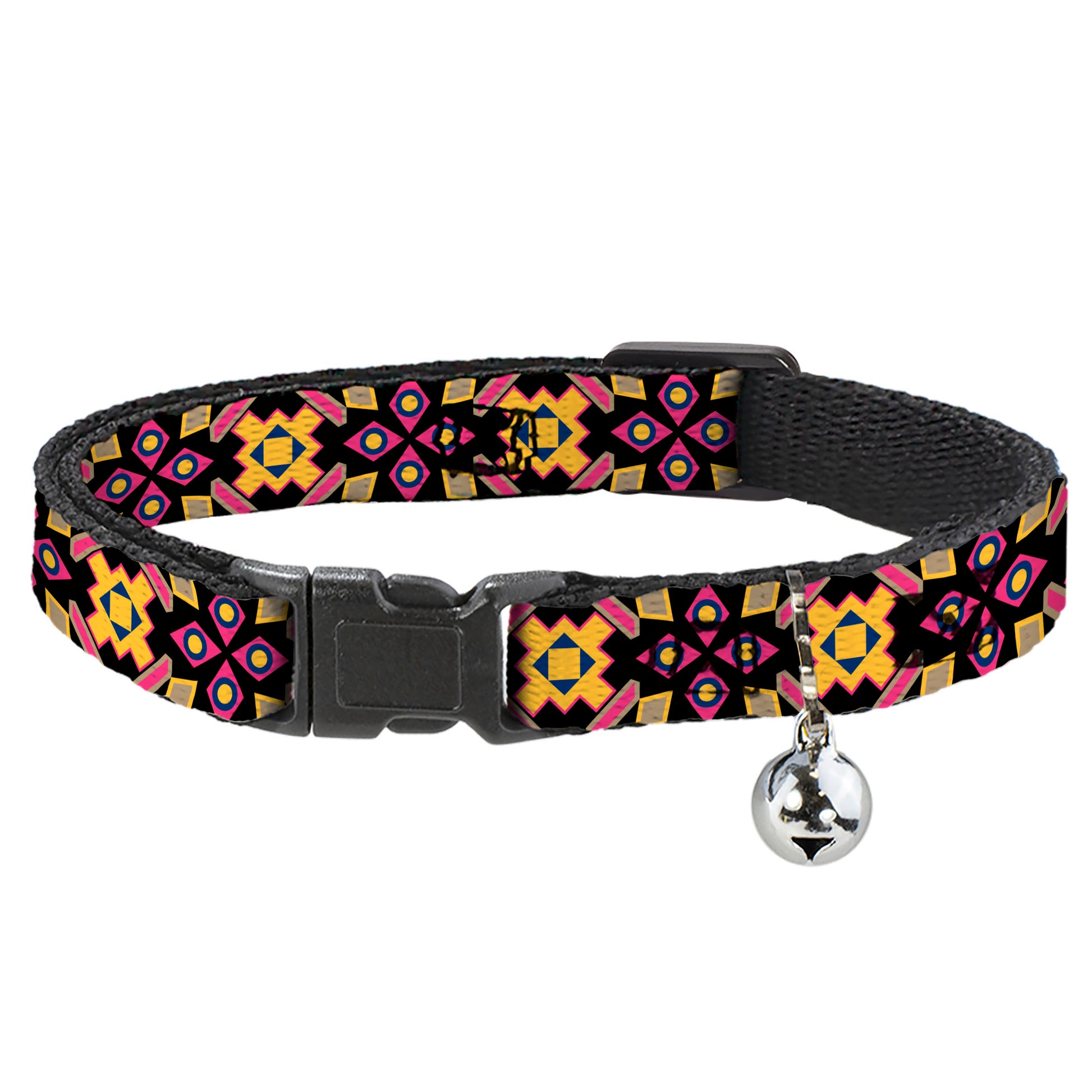 Cat Collar Breakaway - Geometric Sunburst Black Pink Yellow Blue Breakaway Cat Collars Buckle-Down