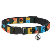 Cat Collar Breakaway - Geometric8 Charcoal Orange Gold Blue Breakaway Cat Collars Buckle-Down