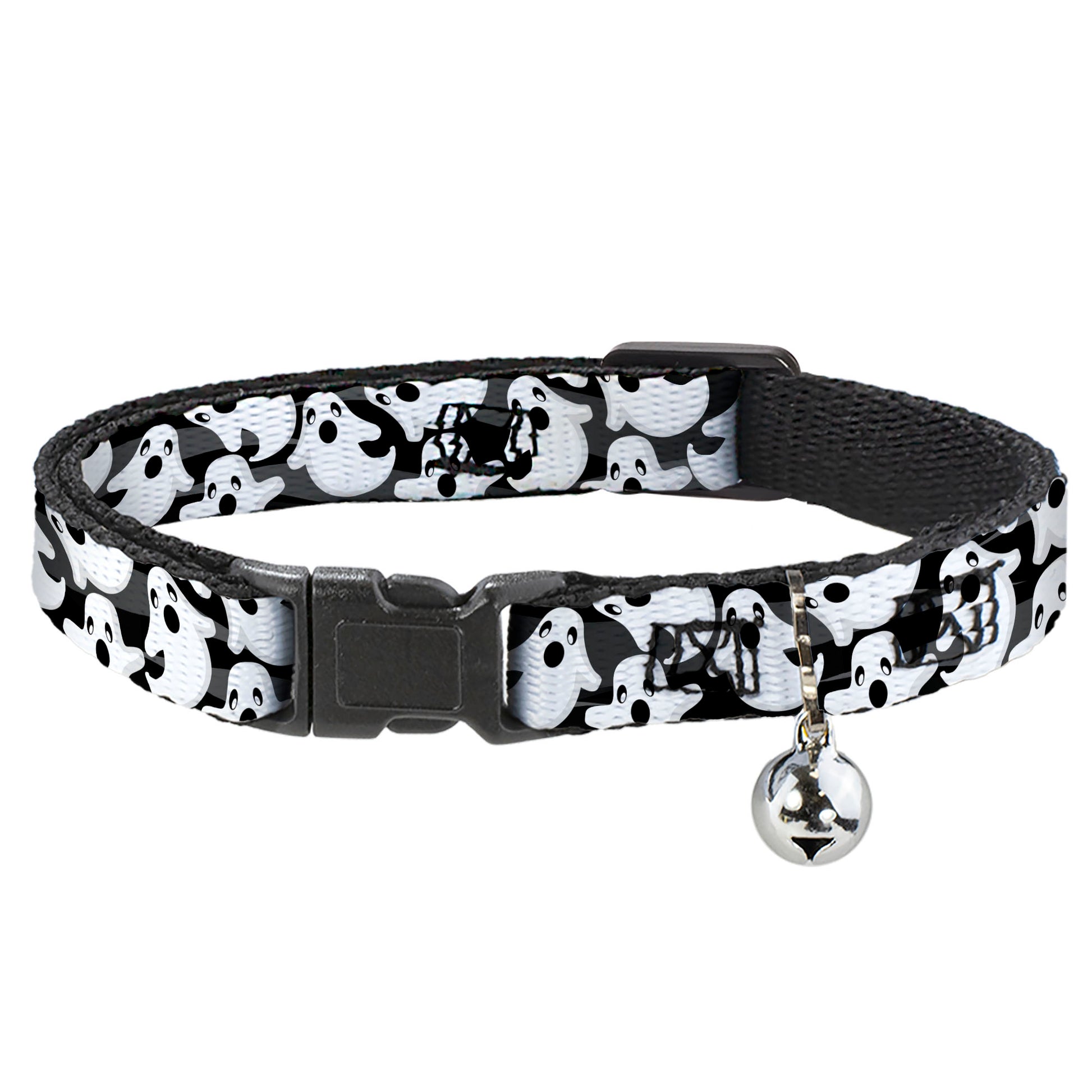Cat Collar Breakaway - Ghosts Scattered Black White Breakaway Cat Collars Buckle-Down