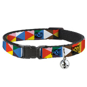 Cat Collar Breakaway - Geometric Triangle Blocks Multi Color Breakaway Cat Collars Buckle-Down