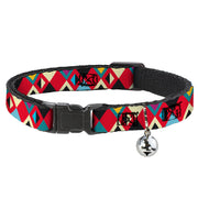 Cat Collar Breakaway - Geometric9 Black Red Turquoise Ivory Breakaway Cat Collars Buckle-Down