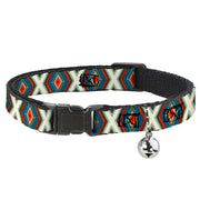 Cat Collar Breakaway - Geometric Diamonds Grays Red Turquoise Breakaway Cat Collars Buckle-Down
