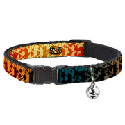 Cat Collar Breakaway - Geometric Transition Blues Reds Orange Yellows Breakaway Cat Collars Buckle-Down