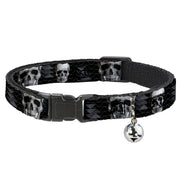 Cat Collar Breakaway - Geometric 3-D Skull Face Chevron Black Grays White Breakaway Cat Collars Buckle-Down