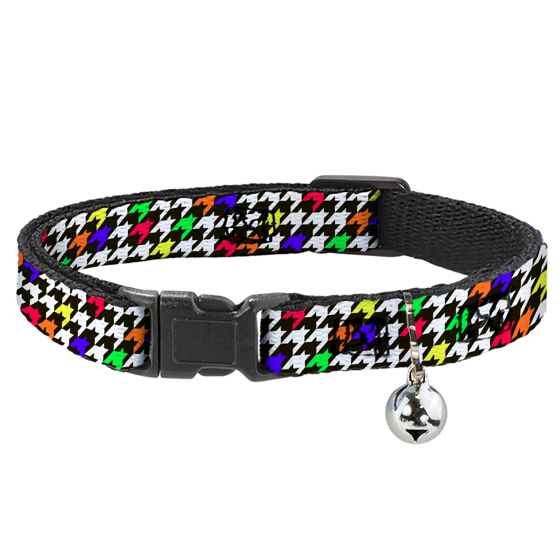 Cat Collar Breakaway - Houndstooth Black White Multi Neon Breakaway Cat Collars Buckle-Down