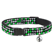 Cat Collar Breakaway - Houndstooth Black White Neon Green Breakaway Cat Collars Buckle-Down
