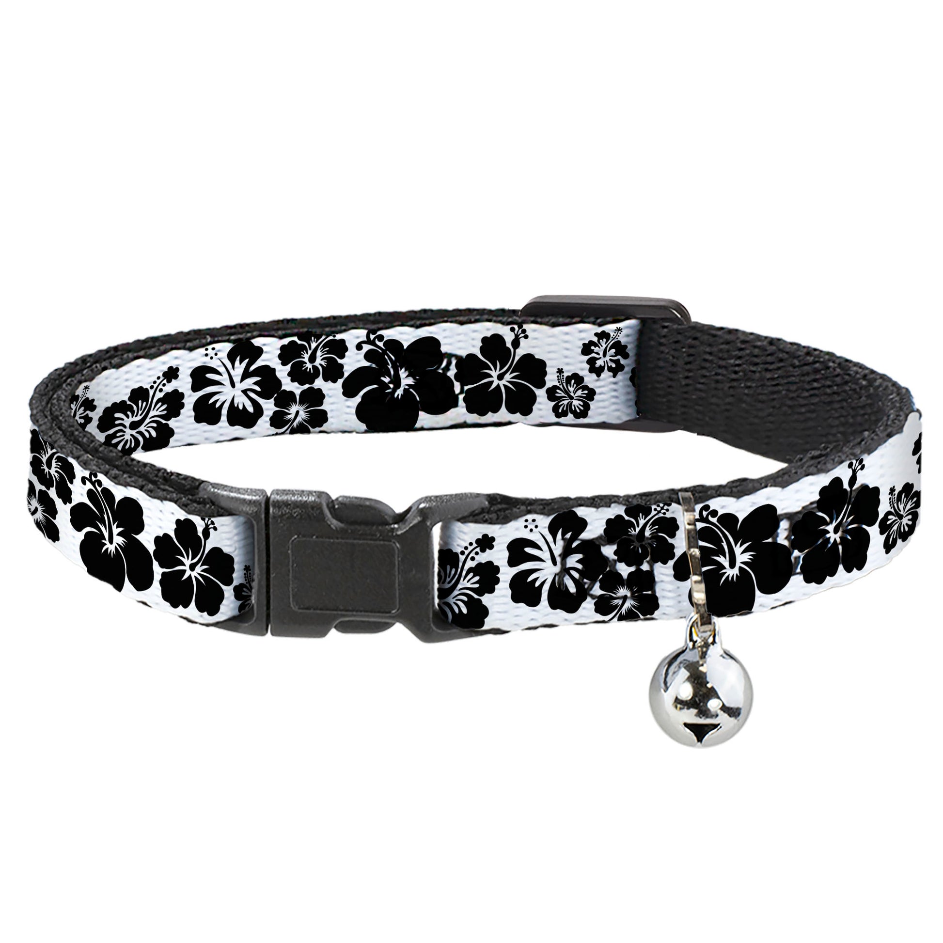 Cat Collar Breakaway - Hibiscus White Black Breakaway Cat Collars Buckle-Down