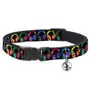 Cat Collar Breakaway - Headphones Black Neon Breakaway Cat Collars Buckle-Down