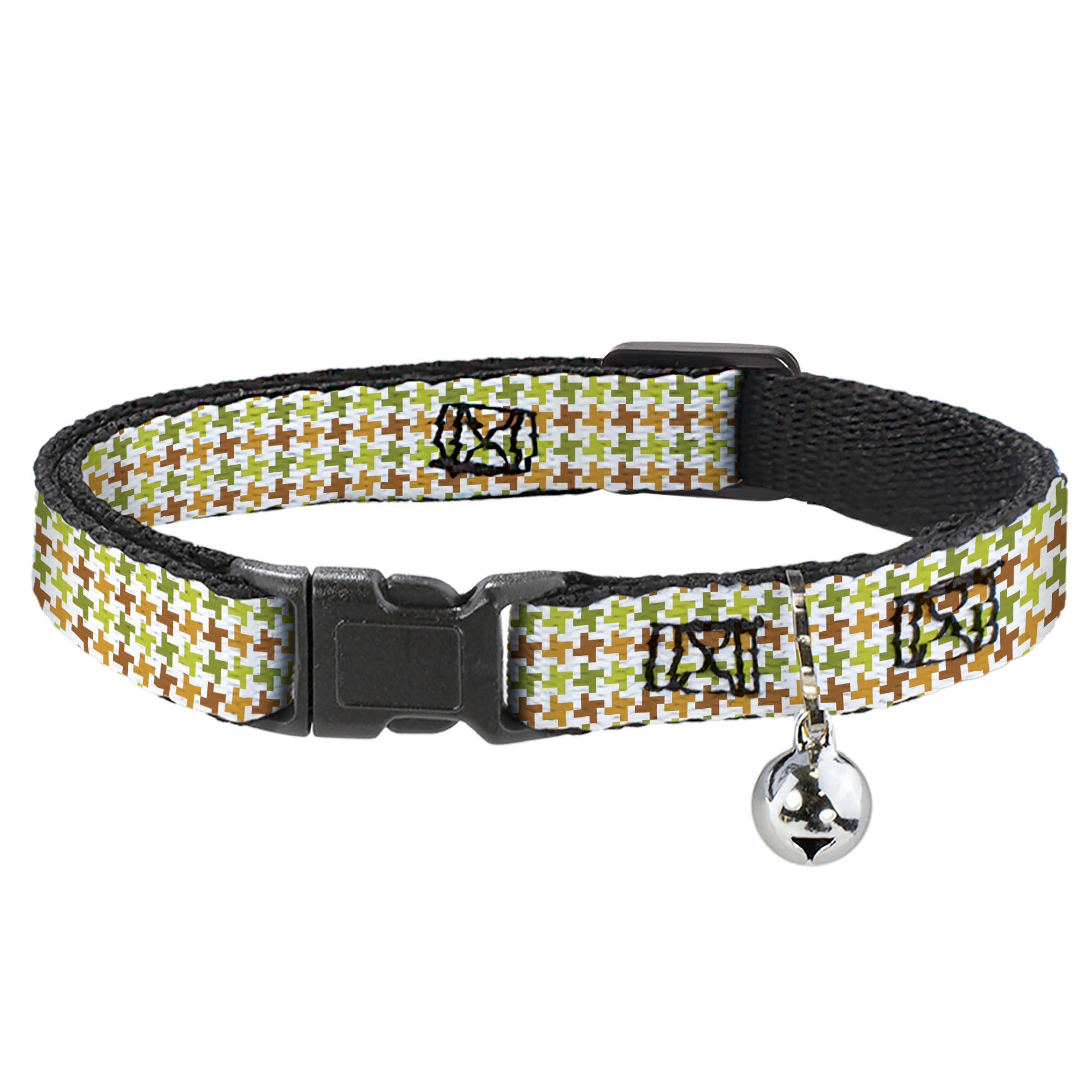 Cat Collar Breakaway - Houndstooth White Green Brown Breakaway Cat Collars Buckle-Down