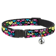 Cat Collar Breakaway - Hearts Black Multi Color Breakaway Cat Collars Buckle-Down
