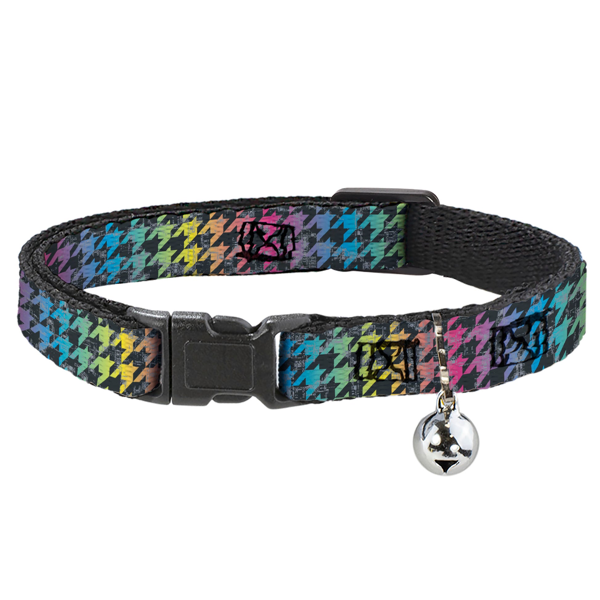 Cat Collar Breakaway - Houndstooth Black Rainbow Breakaway Cat Collars Buckle-Down