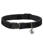 Cat Collar Breakaway - Herringbone Black Gray Breakaway Cat Collars Buckle-Down
