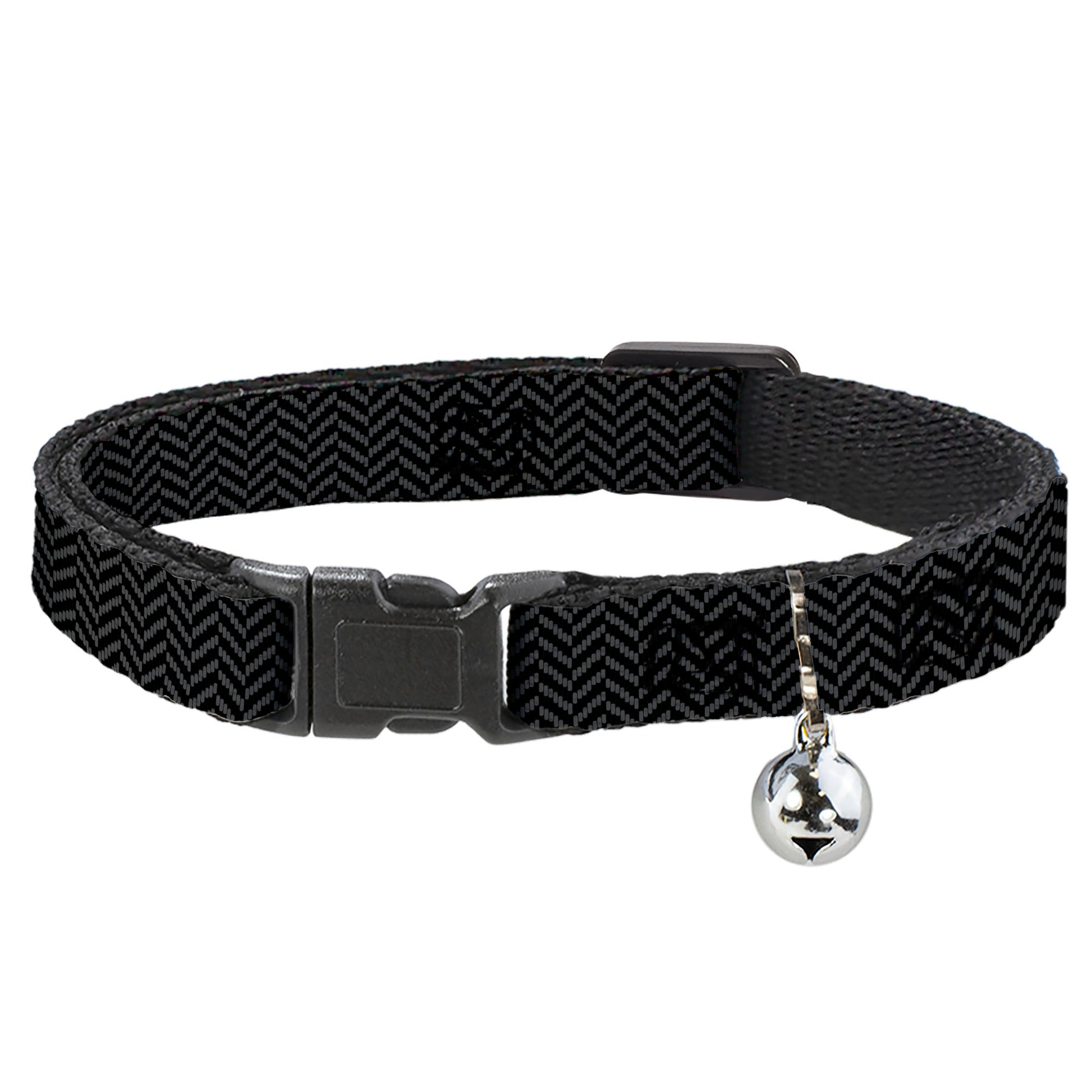 Cat Collar Breakaway - Herringbone Jagged Black Gray Breakaway Cat Collars Buckle-Down
