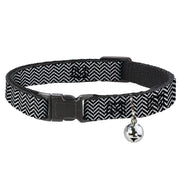 Cat Collar Breakaway - Herringbone Jagged Black White Breakaway Cat Collars Buckle-Down