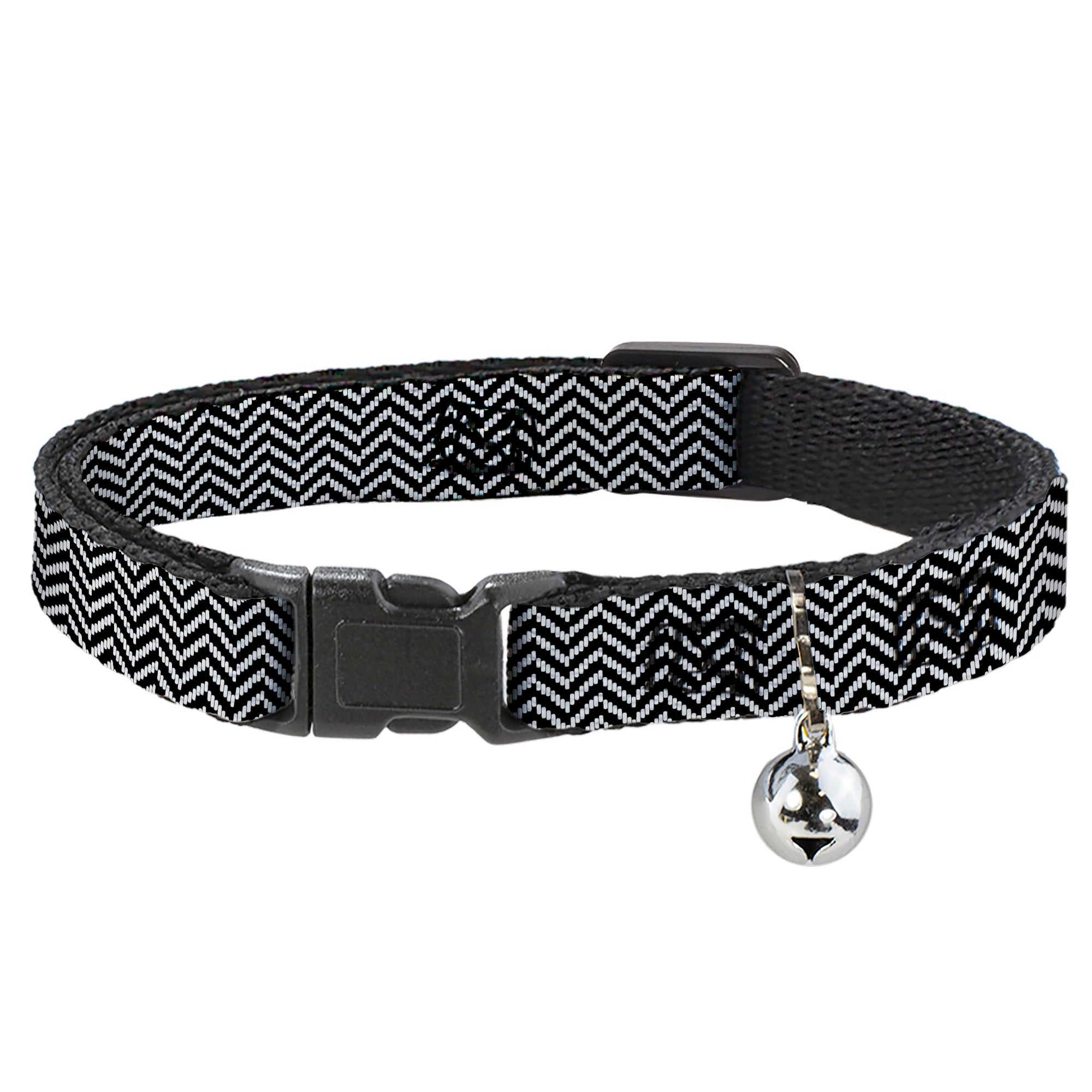 Cat Collar Breakaway - Herringbone Jagged Black White Breakaway Cat Collars Buckle-Down