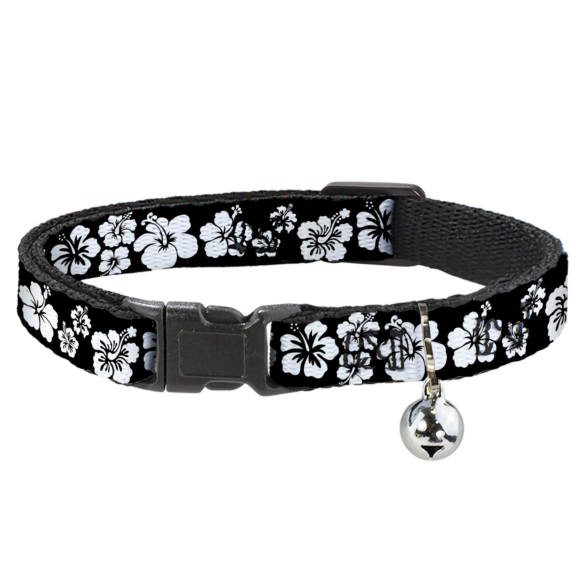 Cat Collar Breakaway - Hibiscus Black White Breakaway Cat Collars Buckle-Down