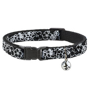 Cat Collar Breakaway - Hibiscus Outline Black White Breakaway Cat Collars Buckle-Down