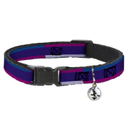 Cat Collar Breakaway - Hash Mark Stripe Navy Turquoise Fuchsia White Breakaway Cat Collars Buckle-Down