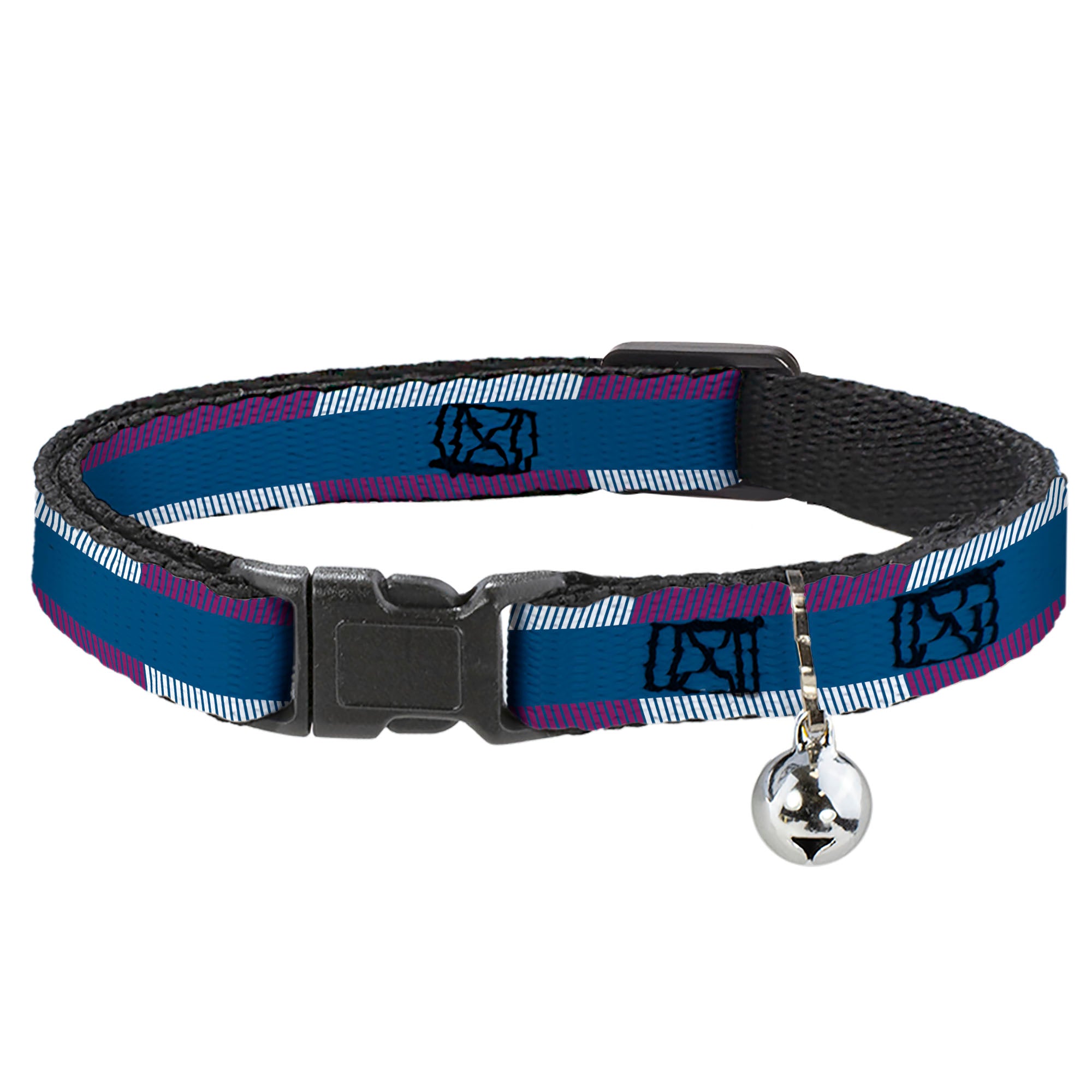 Cat Collar Breakaway - Hash Mark Stripe Turquoise Fuchsia White Breakaway Cat Collars Buckle-Down