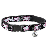 Cat Collar Breakaway - Heart & Cross Bones w Splatter Black White Breakaway Cat Collars Buckle-Down