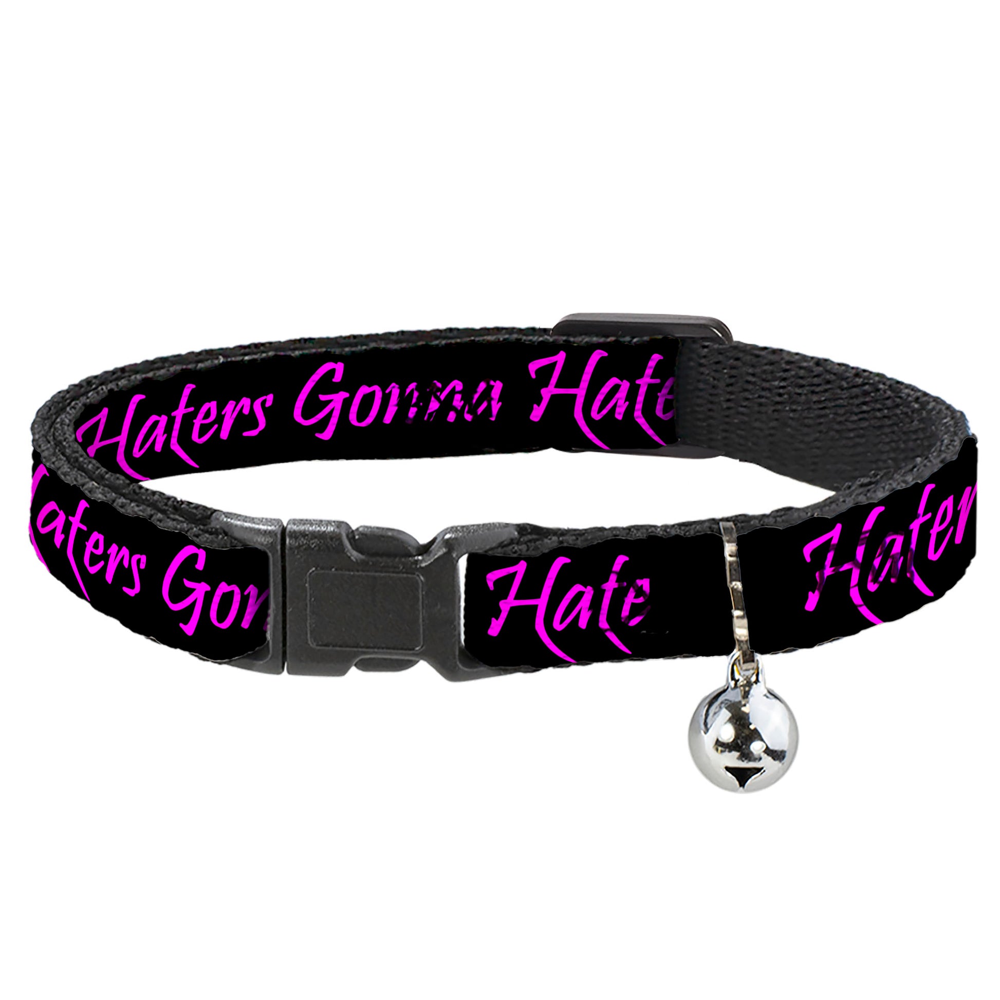 Cat Collar Breakaway - Haters Gonna Hate w Gem Black Fuchsia Breakaway Cat Collars Buckle-Down