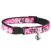Cat Collar Breakaway - Hibiscus Neon Pink White Breakaway Cat Collars Buckle-Down