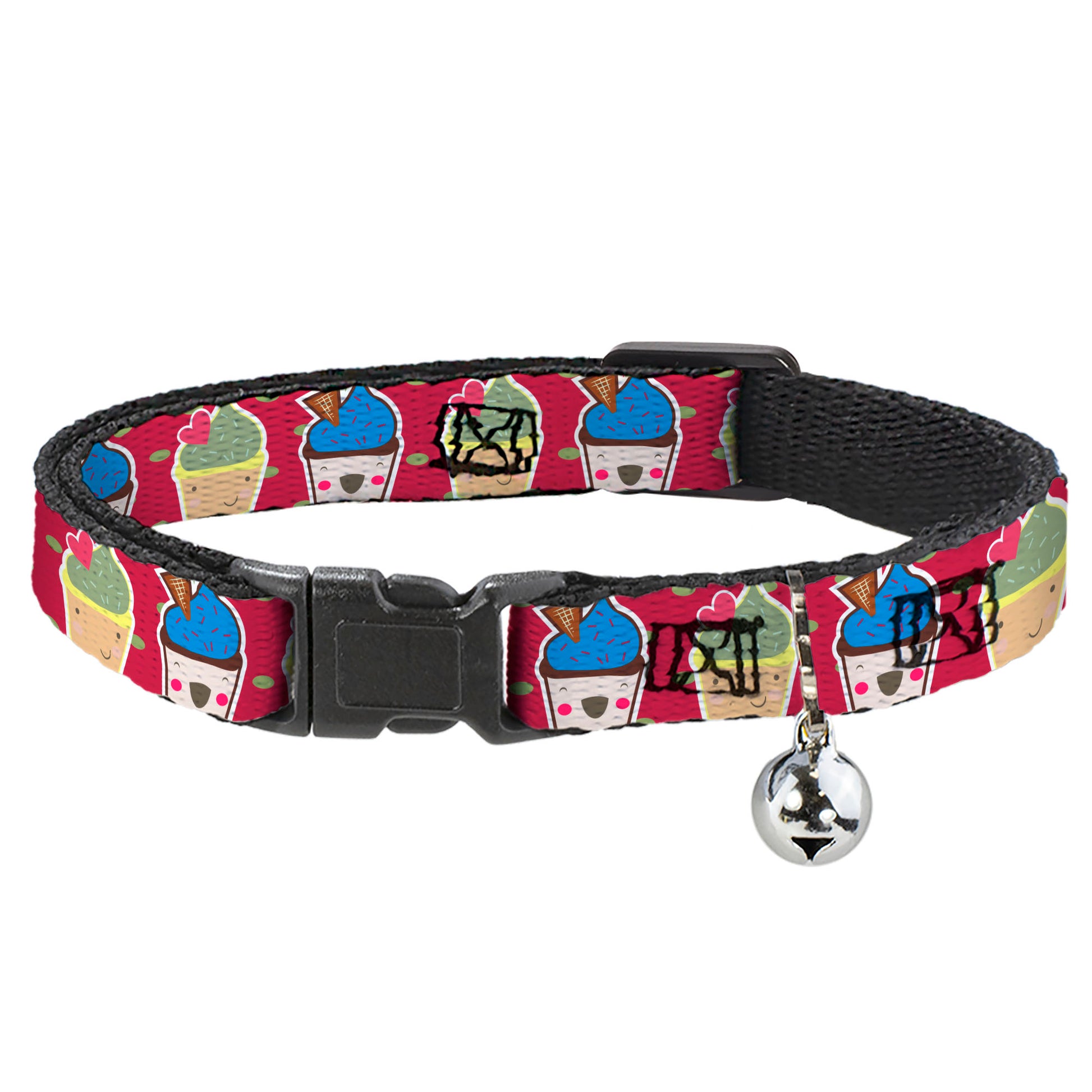 Cat Collar Breakaway - Happy Cupcakes Dots Pink Green Breakaway Cat Collars Buckle-Down