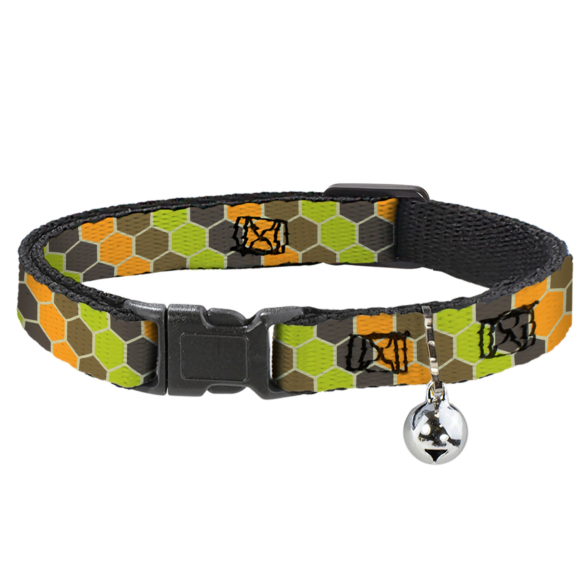 Cat Collar Breakaway - Honeycomb Greens Orange Breakaway Cat Collars Buckle-Down