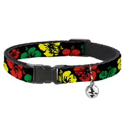 Cat Collar Breakaway - Hibiscus C U Black Green Yellow Red Breakaway Cat Collars Buckle-Down