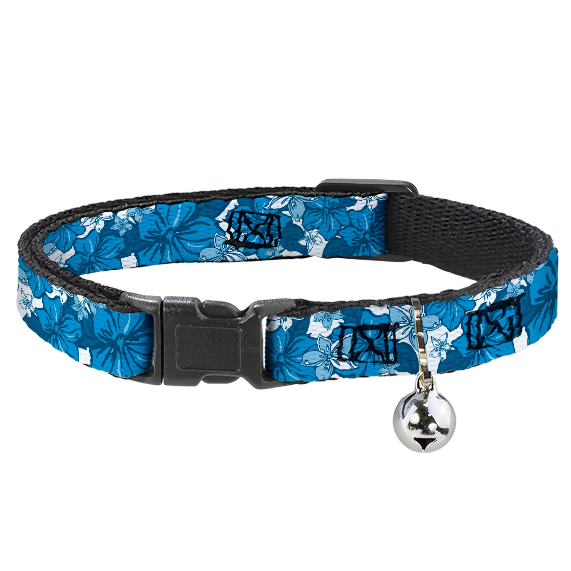 Cat Collar Breakaway - Hibiscus Collage White Blues Breakaway Cat Collars Buckle-Down