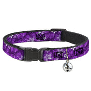 Cat Collar Breakaway - Hibiscus Collage Purple Shades Breakaway Cat Collars Buckle-Down