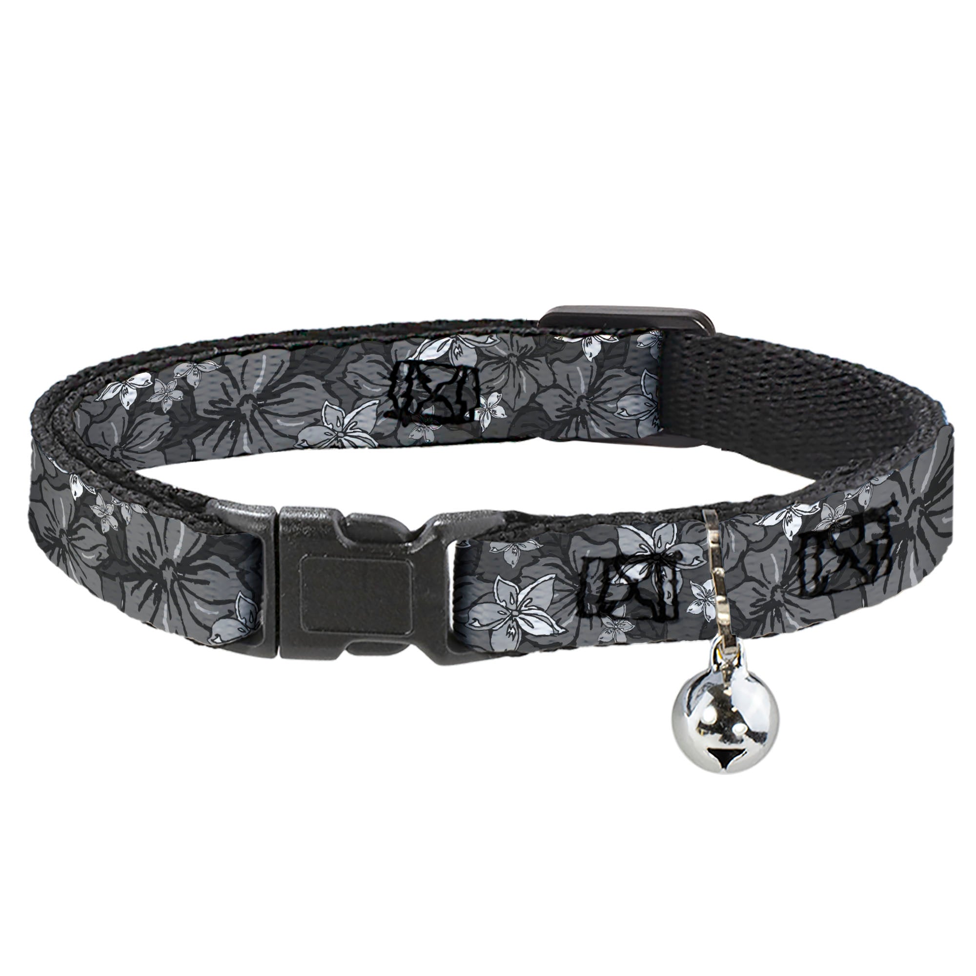 Cat Collar Breakaway - Hibiscus Collage Gray Shades Breakaway Cat Collars Buckle-Down