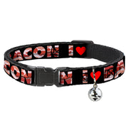 Cat Collar Breakaway - I "Heart" BACON Black Bacon Breakaway Cat Collars Buckle-Down