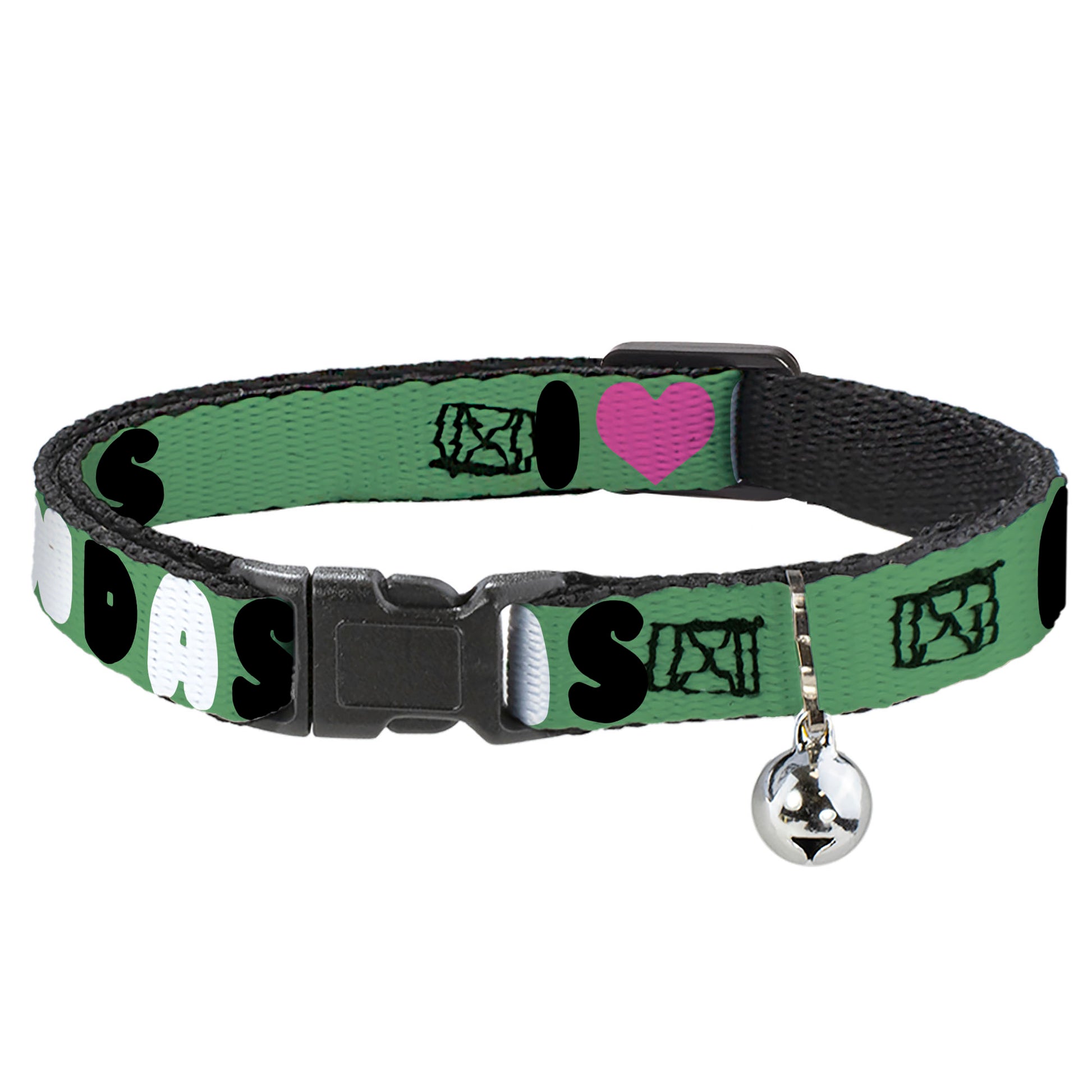Cat Collar Breakaway - I "Heart" PANDAS Green White Black Pink Breakaway Cat Collars Buckle-Down