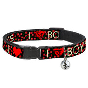 Cat Collar Breakaway - I Heart BOYS Black Cherries Breakaway Cat Collars Buckle-Down