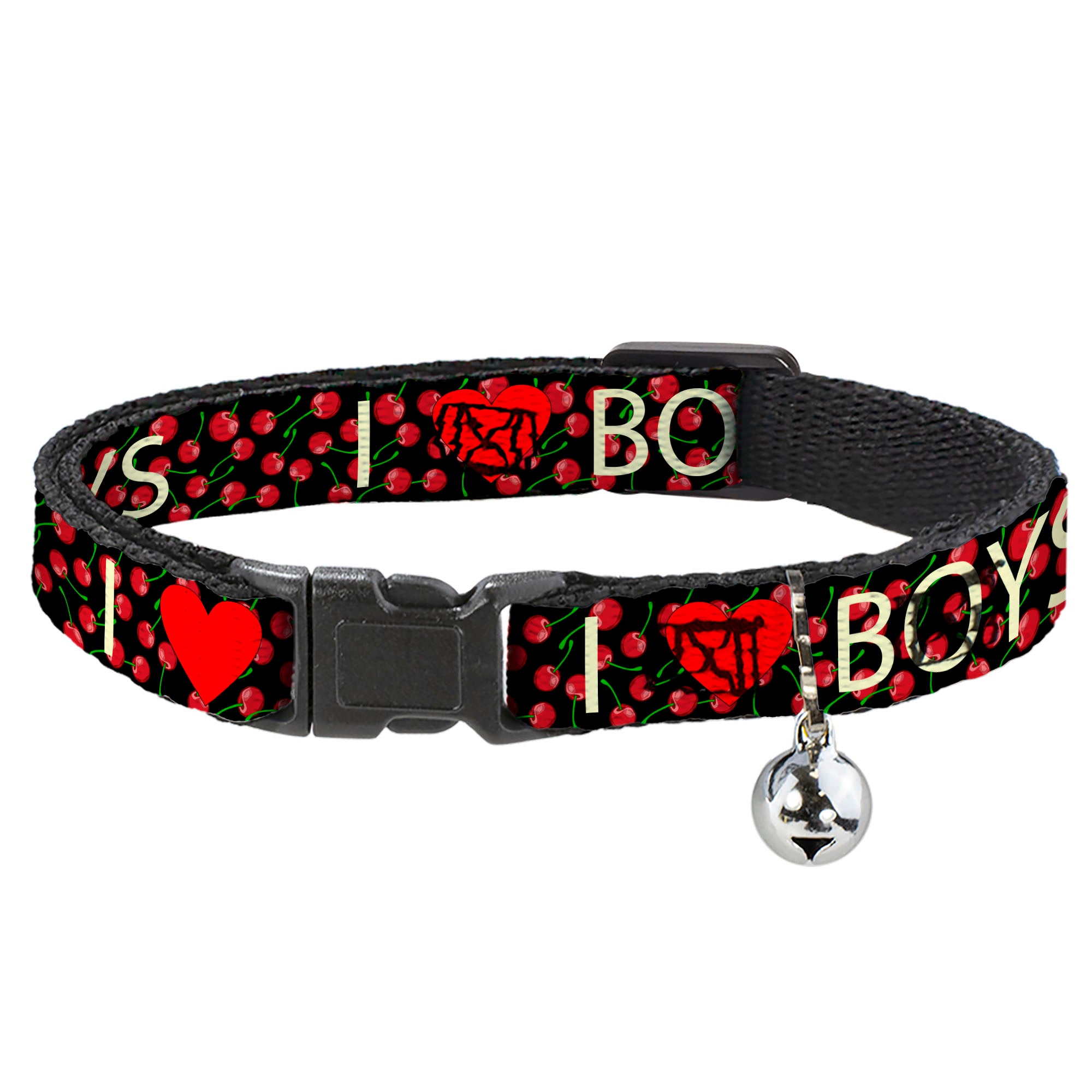 Cat Collar Breakaway - I Heart BOYS Black Cherries Breakaway Cat Collars Buckle-Down