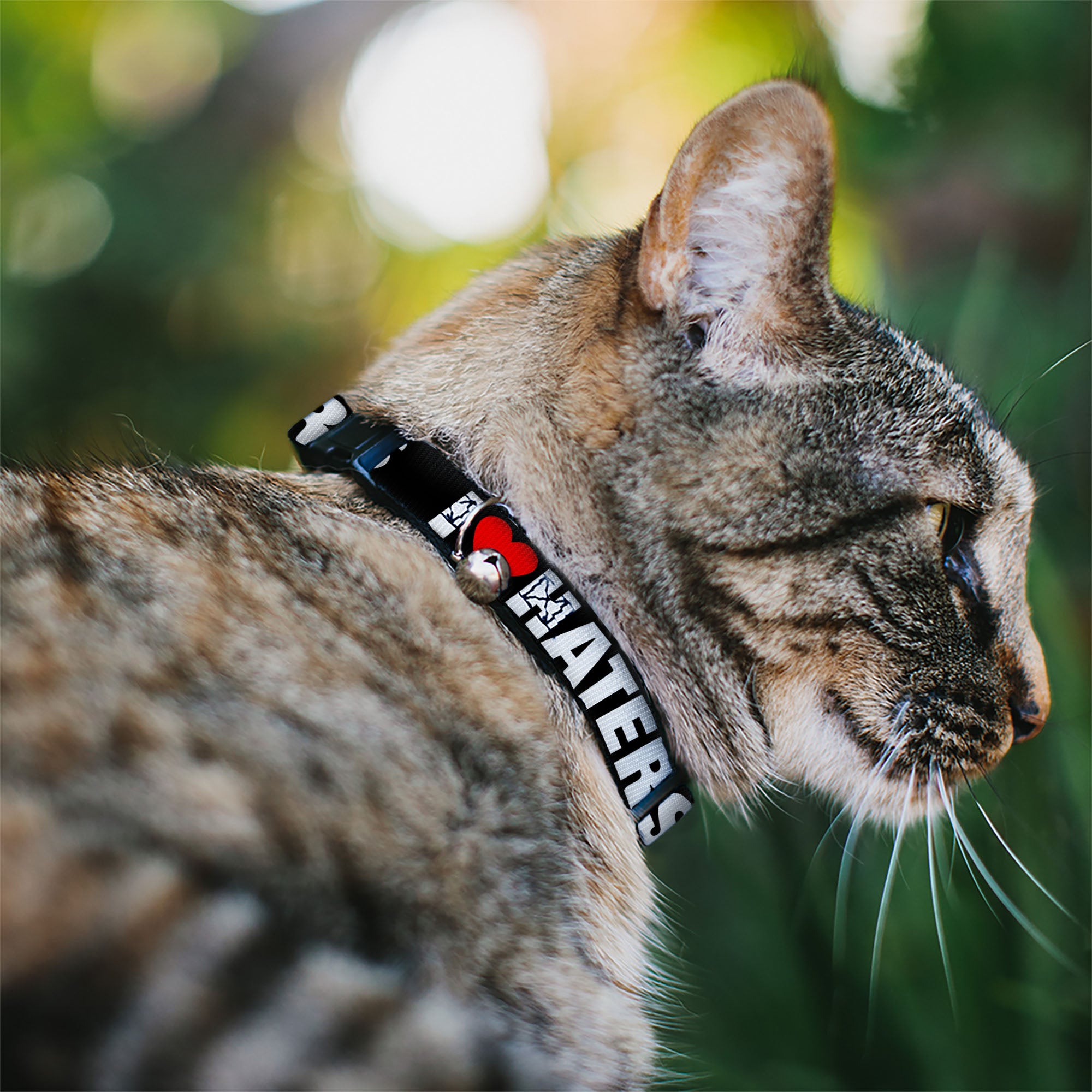 Cat Collar Breakaway - I Heart HATERS Black White Red Breakaway Cat Collars Buckle-Down