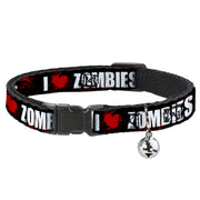 Cat Collar Breakaway - I "HEART" ZOMBIES Black White Red Splatter Breakaway Cat Collars Buckle-Down